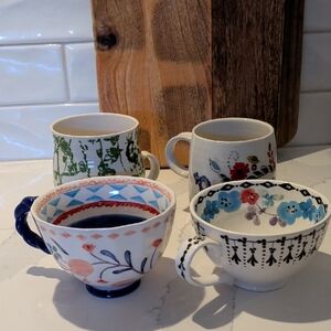 Anthropologie Multicolor Ceramic Mugs and Cups Set